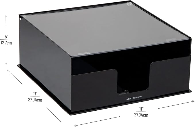 Mind Reader Paper Plate Holder, Covered Dispenser, Dinner Party Essentials, Plate Caddy, Acrylic, 11" L x 11" W x 5" H, Black (Pack of 2)