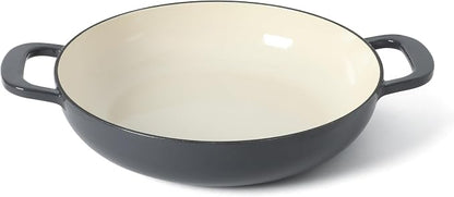 Martha Stewart Gatwick Enameled Cast Iron Braiser with Lid, 3.5-Quart Braiser Pan for Stovetop & Oven, Cast Iron Braising Pan, Grey