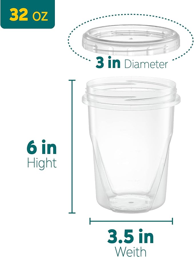 ELEGANT DISPOSABLES 32 ounce Plastic Food Storage Containers with colored Twist Top Lids Reusable Leak Proof Deli Containers for Freezer Storage Meal Prep Pack of 12
