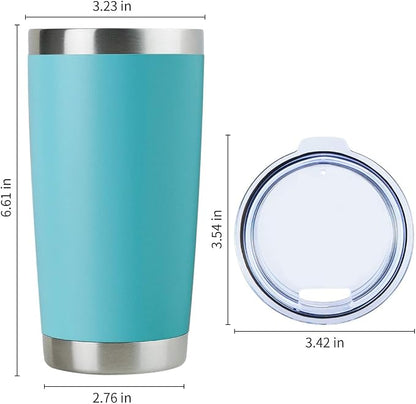 DOMICARE 20oz Stainless Steel Tumbler Bulk with Lid, Double Wall Vacuum Insulated Travel Mug, Powder Coated Coffee Cup, Light Blue, 12 Pack
