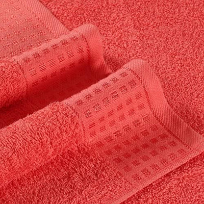 GLAMBURG 100% Cotton 2 Pack Oversized Bath Towel Set 28x55 Inches, Ultra Soft Highly Absorbant Compact Quickdry & Lightweight Large Bath Towels, Ideal for Gym Travel Camp Pool - Coral Orange