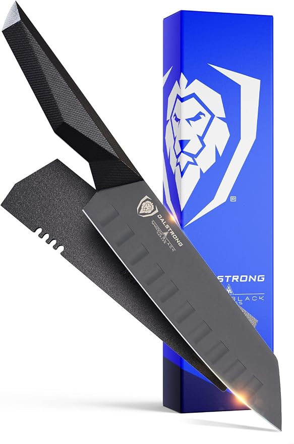 Dalstrong Santoku Knife - 7 inch - Shadow Black Series - Razor Sharp Kitchen Knife - Black Titanium Nitride Coated - High Carbon - 7CR17MOV-X Vacuum Treated Steel - Sheath - Vegetable - NSF Certified