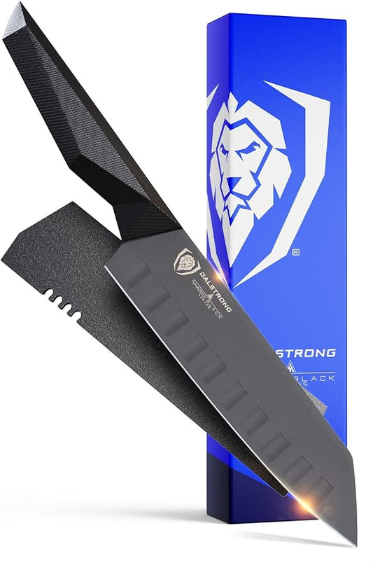 Dalstrong Santoku Knife - 7 inch - Shadow Black Series - Razor Sharp Kitchen Knife - Black Titanium Nitride Coated - High Carbon - 7CR17MOV-X Vacuum Treated Steel - Sheath - Vegetable - NSF Certified