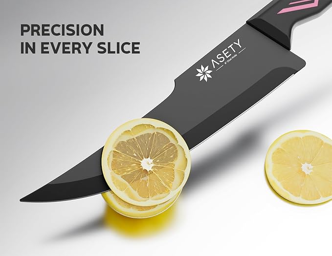 Knife Set - 15 PCS Kitchen Knife Set with Built-in Knife Sharpener Block - Stainless Steel Knife Block Set - Dishwasher Safe, Elegant Box for Her Women Wife, Fathers day, Pink