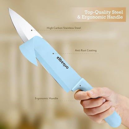 8 Piece Kitchen Knife Block Set with Sharpener,Dishwasher Safe,German Stainless Steel Knife Block Set