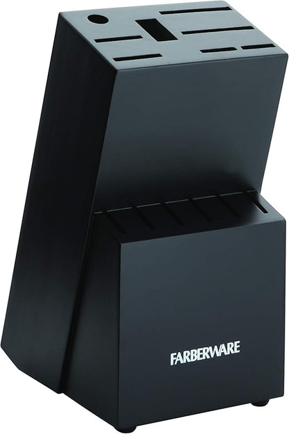 Farberware 15-Piece Stamped Stainless Steel Knife Block Set, High-Carbon Stainless Steel Kitchen Knife Set with Ergonomic Handles, Razor-Sharp Knives with Wood Block, 15-Piece, Black 2