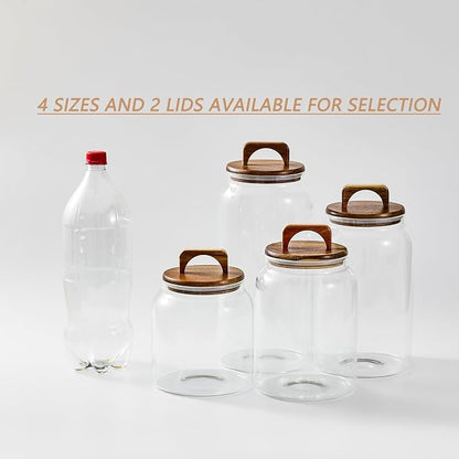 Sweejar Large Glass Candy Jars with Wooden Lids, 1 Gallon Glass Jar with Lid, Sugar/Flour Storage Containers, Big Glass Canisters with Airtight Lid, 1 Pack