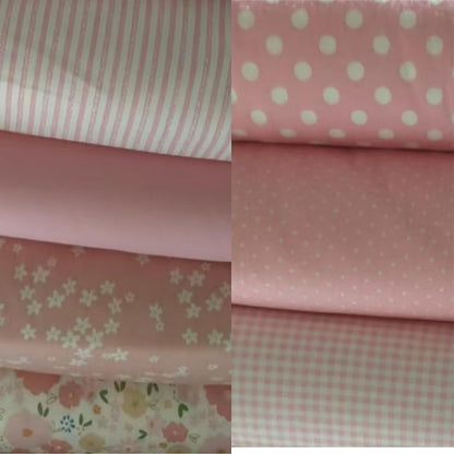 7 pcs 20" x 20" Cotton Fabric DIY Making Supplies Quilting Patchwork Fabric Fat Quarter Bundles DIY for Quilting Cotton Patchwork Cushions (Mix Pink Flowers, 20" x 20")