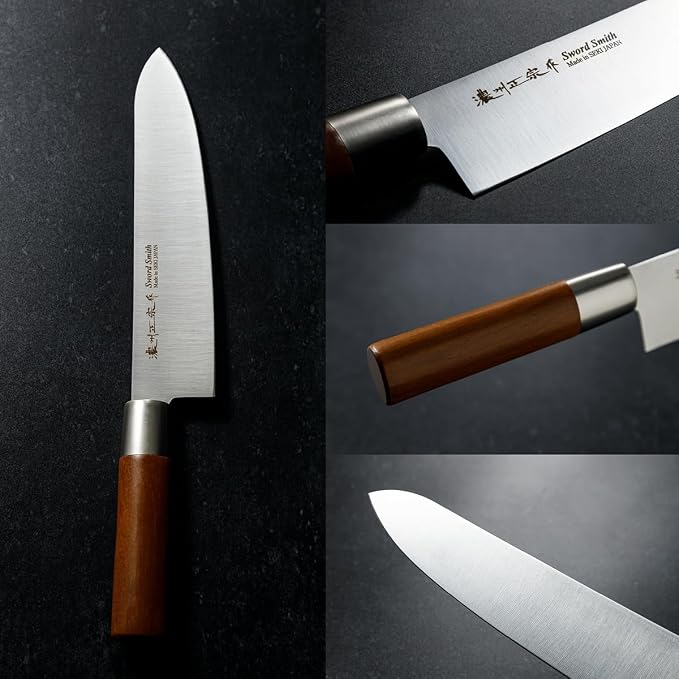 Chef Knife, 8 Inch Japanese knife, 濃州正宗作, Stainless steel, Rubber Wood Handle, Kitchen knife, HOUCHO