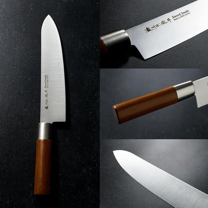 Chef Knife, 8 Inch Japanese knife, 濃州正宗作, Stainless steel, Rubber Wood Handle, Kitchen knife, HOUCHO