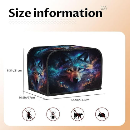 Toaster Cover 4 Slice Wide Slot Galaxy WolfBread Toaster Oven Dustproof Cover Small Appliance Kitchen Covers Dust and Fingerprint Protection for Women Gift 4 Slice