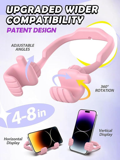 Graduation Gifts for Teens Girls Kids Women Gifts: UPGRADE Adjustable Thumbs Up Lazy Phone Holder Cell Phone Stand for Desk Fun Birthday Ideas for Teenage Wife Mom Adults Stocking Stuffers Pink Stuff