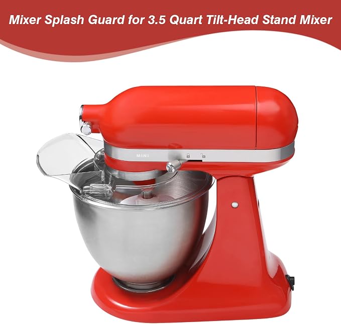 Pouring Shield for KitchenAid Mixer- Mixer Splash Guard for 3.5 Quart Tilt-Head Stand Mixer - Mixer Shield with Removable Pouring Chute, Mixer Accessories and Attachments