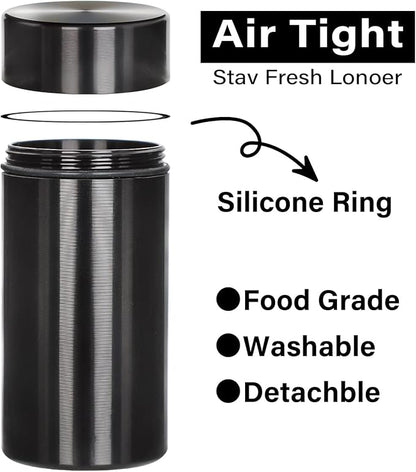 Honeypuff Smell Proof Jar, Portable Airtight Storage Container With Silicone Ring, 42ml Multi-Use Aluminum Stash Bottle for Coffee, Herb & Spice Keep Fresh(Silver)