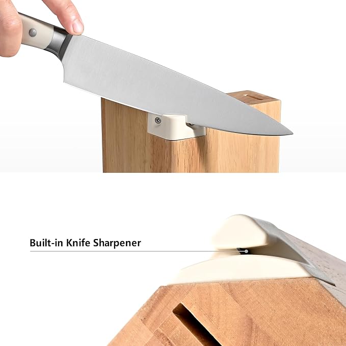 Kitchen Knife Set, 13 Pieces German Stainless Steel Knife Block Set for Chopping, Professional Chef Knife, Lightweight, Black Anti-slip Handle, Dishwasher Safe（white）