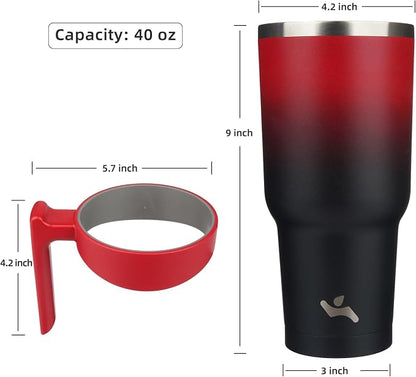 Konokyo 40 oz Tumbler with Handle and 2 Straw 2 Lid, Insulated Water Bottle Stainless Steel Vacuum Cup Reusable Travel Mug,Mystic Moon