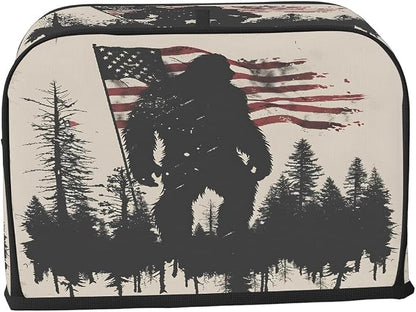 4 Slice Flag USA Bigfoot Toaster Cover Waterproof Dust Fingerprint Bread Machine Cover Washable Kitchen Appliance Protector For Home Kitchen Bakeware Table Decor Women Gifts