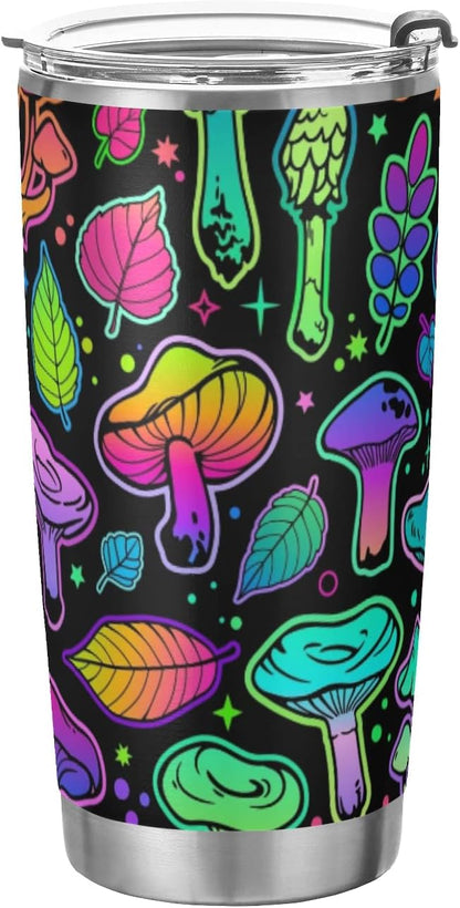 Tumbler Magic Mushroom Halloween Insulated Coffee Cup Beverage Container Travel Mug with Straw and Lid Double Wall Stainless Steel 20oz Holiday Gift