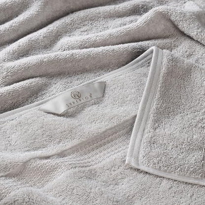 Superior Egyptian Cotton 12-Piece Towel Set, Assorted Towels for Home Bathroom, Guest Bath Decor Essentials, Includes 4 Bath, 4 Hand, 4 Face Towels/Washcloths, Quick Dry, Absorbent - Silver