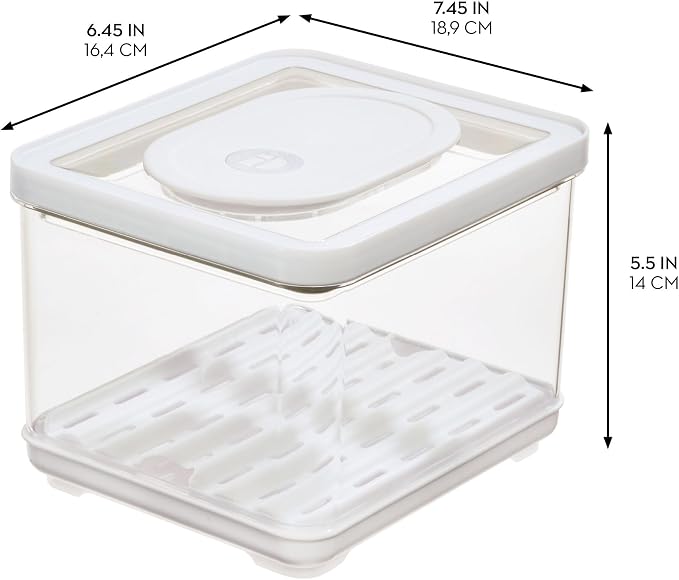 iDesign Fridge Produce Bin with Removable Drainage Tray and Lid - Set of 4 - Clear