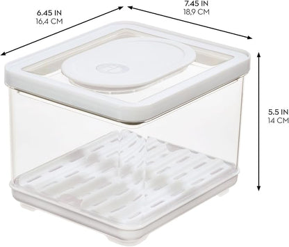 iDesign Fridge Produce Bin with Removable Drainage Tray and Lid - Set of 4 - Clear