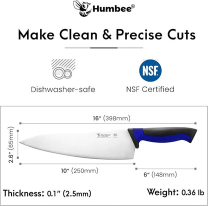 10-Inch Chef Knife, NSF Certified Razor-Sharp High Carbon Stainless Steel Blade – Ergonomic Color Coded Handle, Non-Slip Grip Kitchen Knife, DT-10 Series, Blue