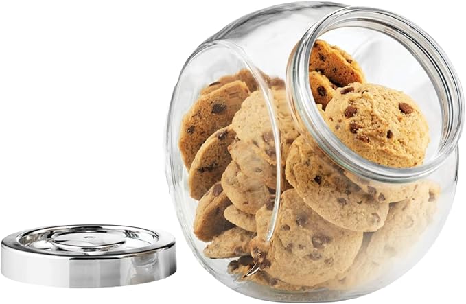Bormioli Rocco Pandora Glass Jar with Metal Lid 75.5 oz - Airtight Storage Container for Snacks, Candy & Dry Foods - Versatile Kitchen & Pantry Organizer - Durable Clear Glassware