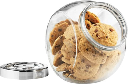 Bormioli Rocco Pandora Glass Jar with Metal Lid 75.5 oz - Airtight Storage Container for Snacks, Candy & Dry Foods - Versatile Kitchen & Pantry Organizer - Durable Clear Glassware