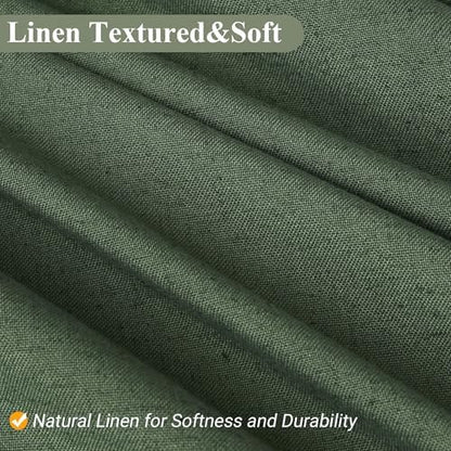 Naturoom Linen Shower Curtain 84 Inch Long for Bathroom Olive Green 1 Panel