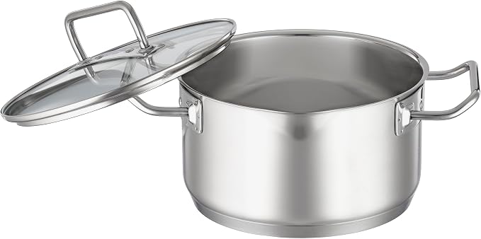 Rösle EXPERTISO Cookware Collection 9.5 in. Stainless Steel High Casserole Pot with Glass Lid