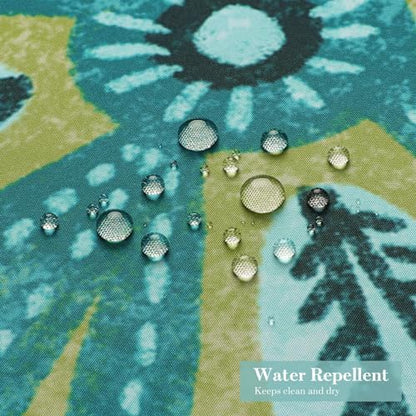 Boho Floral Shower Curtain, Deep Teal Botanical Fabric Curtain, 72 x 78