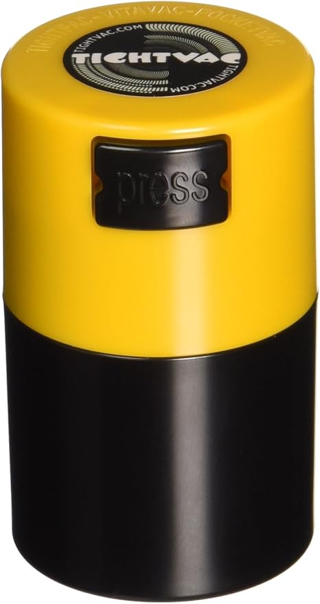 Vitavac - 5g to 20 grams Airtight Multi-Use Vacuum Seal Portable Storage Container for Dry Goods, Food, and Herbs - Yellow Black