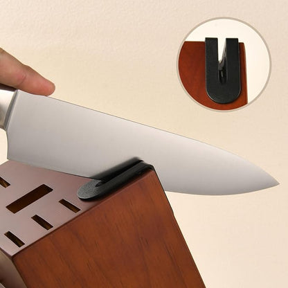 Knife Set, 15-Piece Kitchen Knife Block Sets with Built-in Sharpener, German Stainless Steel Knife Block Set, Dishwasher Safe and Ergonomic