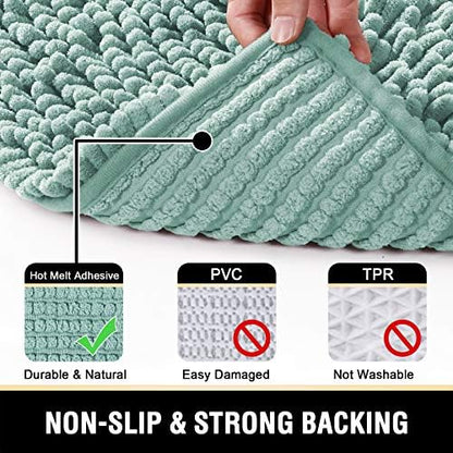 H.VERSAILTEX Bathroom Rugs Bath Mat Bath Rugs Bath Mats for Bathroom Non Slip Extra Soft Chenille Bath Rug Fulffy Shag, Indoor Rug Runner Carpet for Entry Living Room (Aqua Foam, Large 59" x 20")