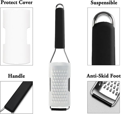 Cambom Cheese Grater Lemon Zester, Graters for Parmesan Cheese, Lemon, Citrus, Garlic, Nutmeg, Chocolate, Fruits, Vegetables, Ginger, Vegetable & Cheese Shredder with Stainless Steel Coarse Blade
