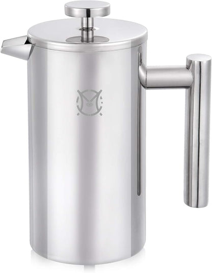 French Press Coffee Maker – 2 Cups Small Stainless Steel Coffee Maker Double Walled French Press 750ML/24OZ