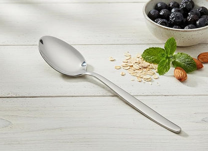 8 Inch Kunz Small Sauce Spoon Regular | 18/10 Stainless Steel Solid Chef Spoon for Plating, Drizzling & Serving, Dishwasher Safe