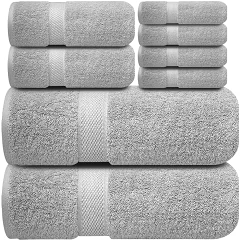 Infinitee Xclusives 100% Cotton Bath Towel Set – 8 Piece Bathroom Towel Set