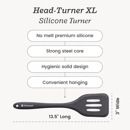 Starpack 'Head Turner' XL Premium Silicone Turner and Slotted Spatula - 13.5" Turner Spatula High Heat Resistant to 600°F - Silicone Slotted Spatulas for Cooking - Non Stick Rubber Turner Spatulas