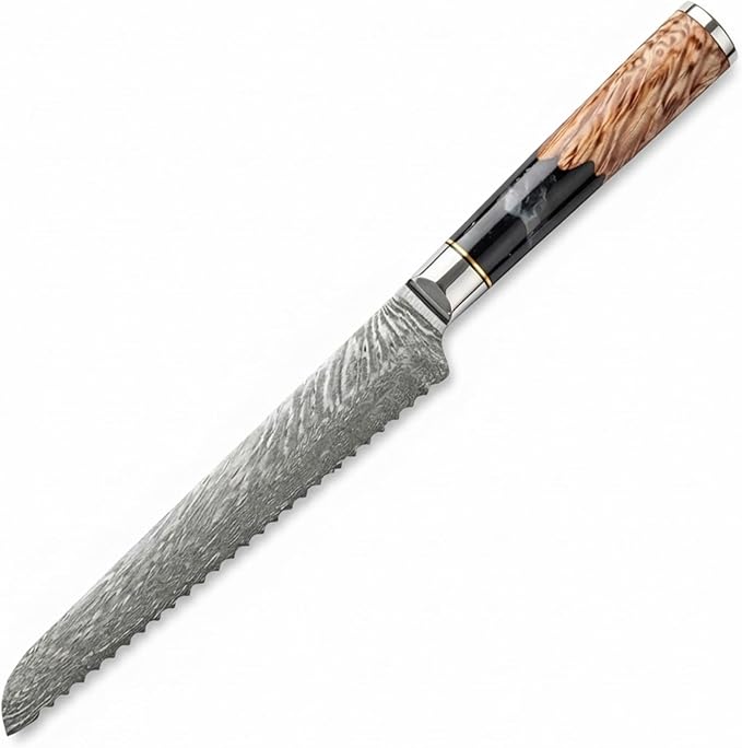 Tidal Black - 8" Bread Knife - Damascus
