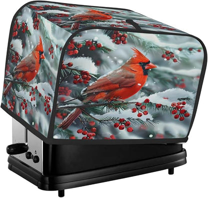 Christmas Red Bird Toaster Cover 2 Slice Wide Slot Washable Kitchen Appliance Covers Fingerprint Bread Machine Dust Cover Small Toaster Oven Accessories Covers Bread Maker Bag Women Gift