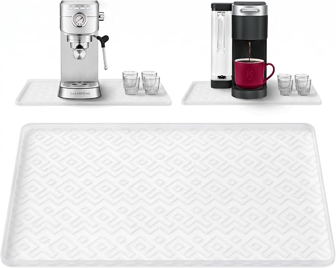 Silicone Coffee Mat 19" x 12", Waterproof Coffee Bar Mat, Spill-Proof Coffee Maker Mat for Kitchen Counter, Non-Slip Coffee Machine Mat, Durable Counter Protector