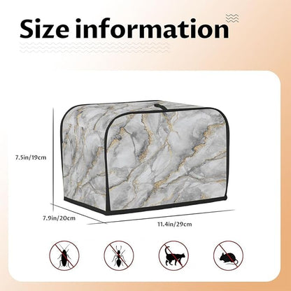 2 Slice Marble White Abstract Toaster Cover Waterproof Dust Fingerprint Bread Machine Cover Washable Kitchen Appliance Protector For Home Kitchen Bakeware Table Decor Women Gifts