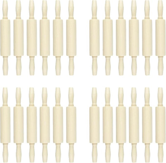 24 Pack Wood Small Rolling Pin for Kids, 7.9 Inch Kids Rolling Pin for Home Kitchen