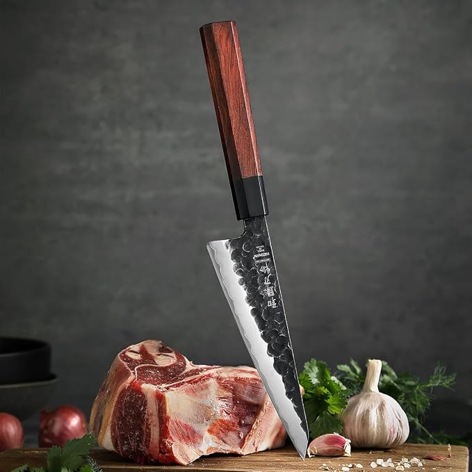 HEZHEN 5.8 inch Multi-purpose Honesuki Knife,10Cr15CoMoV Steel Core,Triple-layer Composite Steel,Redwood Handle,Professional Kitchen Knife - Razor Sharp