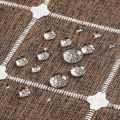 Boho Farmhouse Classic Plaid Linen Tassel Shower Curtain Brown,72x72
