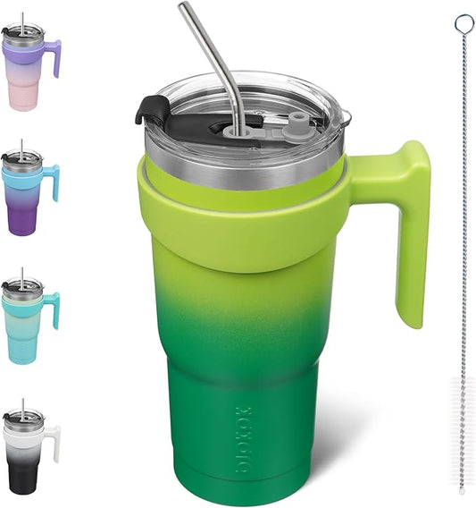 BJPKPK Tumbler With Handle And Straw 20 oz Insulated Tumbler With Lid Stainless Steel Coffee Cups Travel Mug,Bamboo Grove