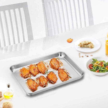 TeamFar Toaster Oven Pan Tray with Cooling Rack, 10.4''x 8.1''x1'', Stainless Steel Toaster Ovenware Pan, Healthy & Non Toxic, Rust Free & Easy Clean - Dishwasher Safe