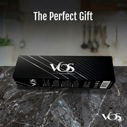 Vos Ceramic Knife Set in Elegant Gift Box, Ceramic Knives Set For Kitchen, Ultra Sharp Kitchen Knife Set with Covers, 4" 5" 6" Paring, Santoku & Chef Knife, Lightweight, Dishwasher safe (Multi-Color)