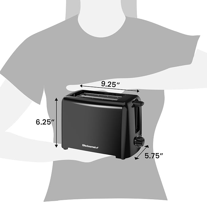 Elite Gourmet ECT1027B Cool Touch Toaster with 6 Temperature Settings & Extra Wide 1.25" Slots for Bagels,Waffles,Specialty Breads,Puff Pastry,Snacks,ETL Certified,2 Slices,Black,(Pack of 8)